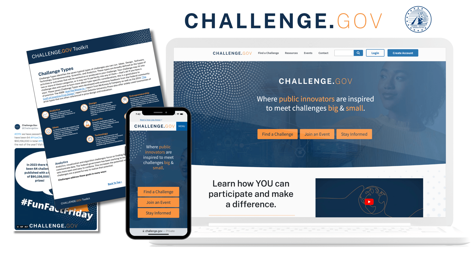Challenge.Gov website, social media, and pdf designs